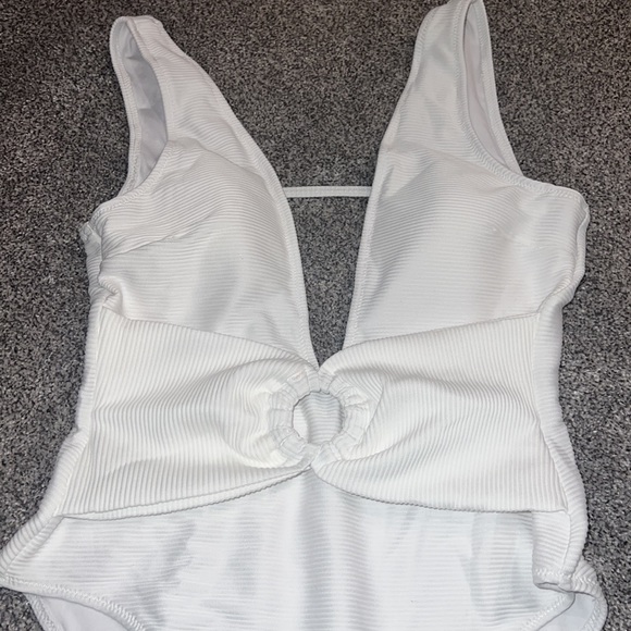 Ribbed White One-Piece Bathing Suit - Picture 2 of 4